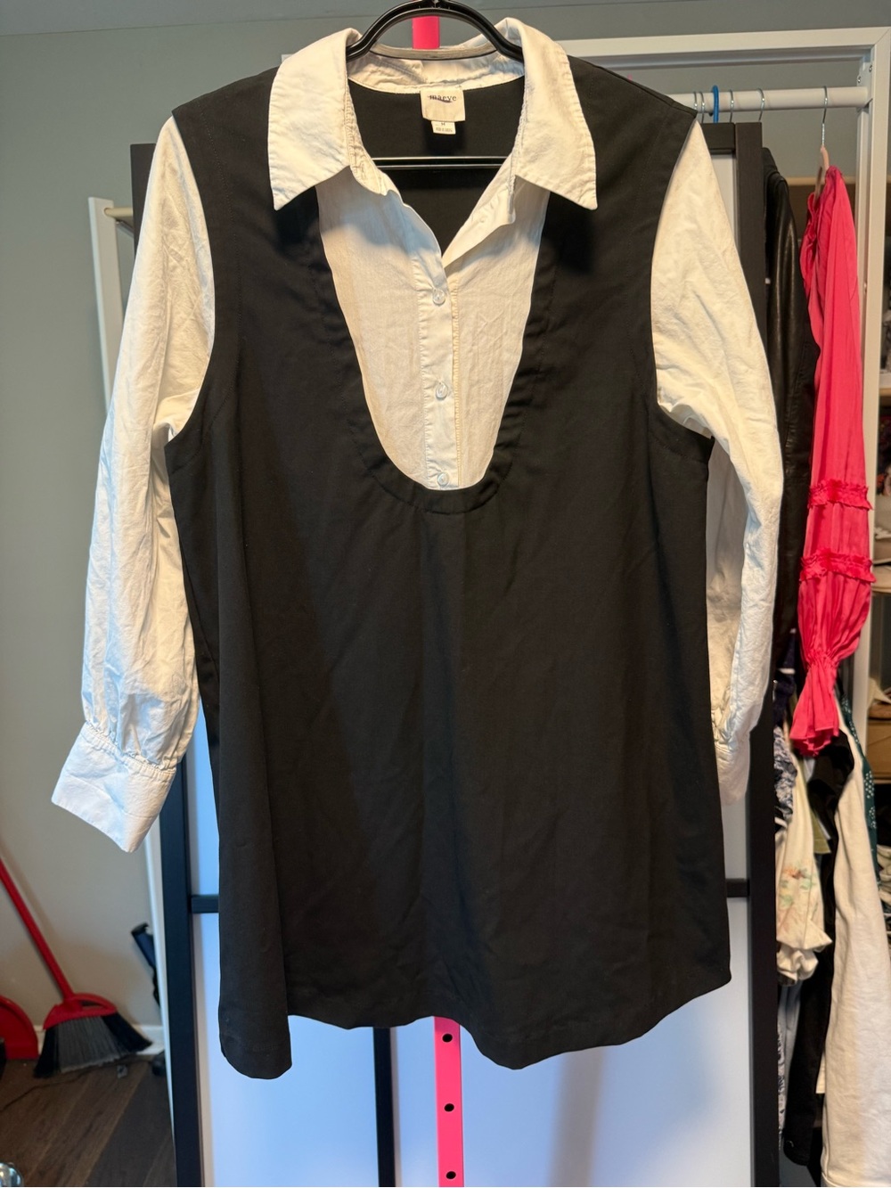 Maeve Anthropologie Twofer Shirt Mini Dress Black & White Size Medium